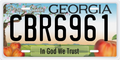 GA license plate CBR6961