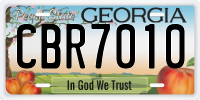 GA license plate CBR7010