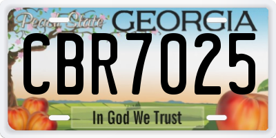 GA license plate CBR7025