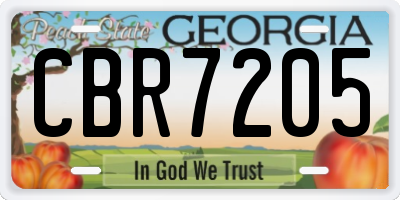 GA license plate CBR7205