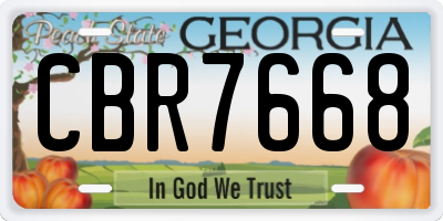 GA license plate CBR7668