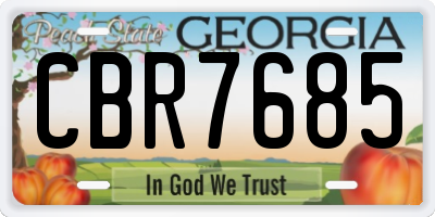 GA license plate CBR7685