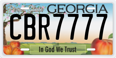 GA license plate CBR7777