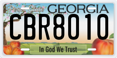 GA license plate CBR8010