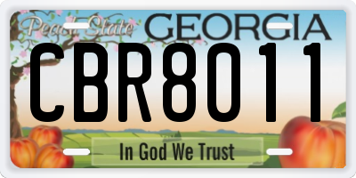 GA license plate CBR8011