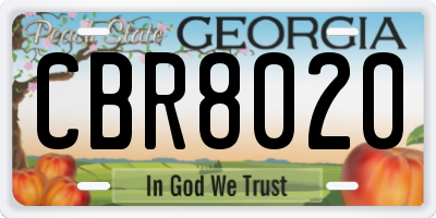 GA license plate CBR8020