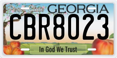 GA license plate CBR8023