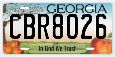 GA license plate CBR8026