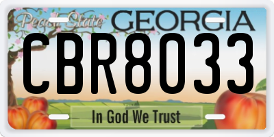 GA license plate CBR8033