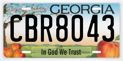 GA license plate CBR8043