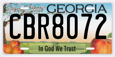 GA license plate CBR8072