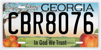 GA license plate CBR8076