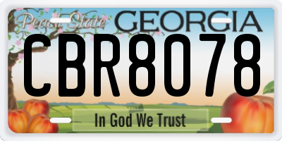 GA license plate CBR8078