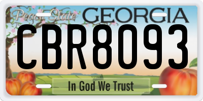 GA license plate CBR8093