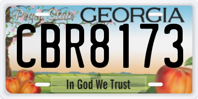 GA license plate CBR8173