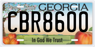 GA license plate CBR8600