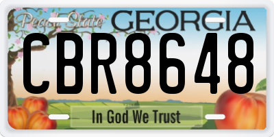 GA license plate CBR8648