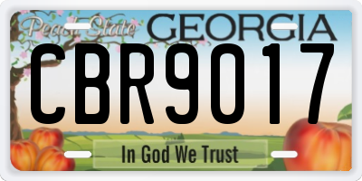 GA license plate CBR9017