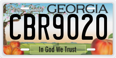 GA license plate CBR9020