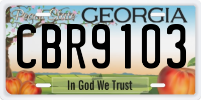 GA license plate CBR9103