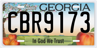 GA license plate CBR9173