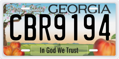 GA license plate CBR9194