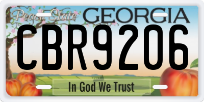 GA license plate CBR9206