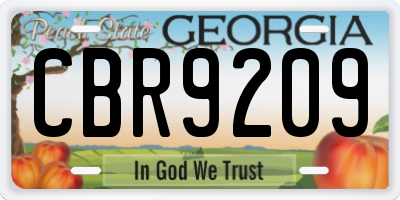 GA license plate CBR9209