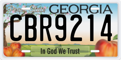GA license plate CBR9214