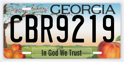 GA license plate CBR9219