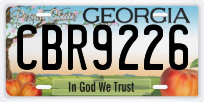 GA license plate CBR9226