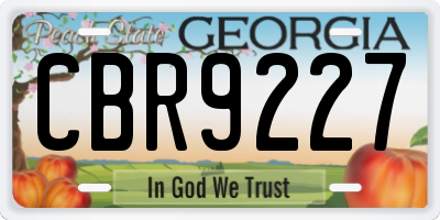 GA license plate CBR9227