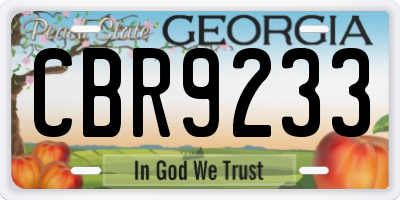 GA license plate CBR9233