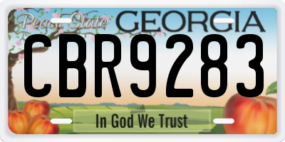 GA license plate CBR9283