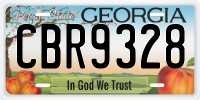 GA license plate CBR9328