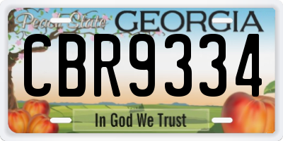 GA license plate CBR9334