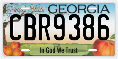 GA license plate CBR9386
