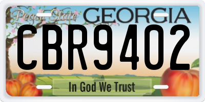 GA license plate CBR9402