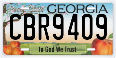 GA license plate CBR9409