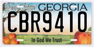 GA license plate CBR9410