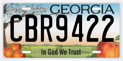 GA license plate CBR9422