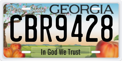 GA license plate CBR9428