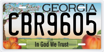 GA license plate CBR9605