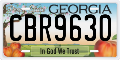 GA license plate CBR9630
