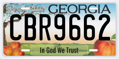 GA license plate CBR9662