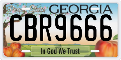 GA license plate CBR9666