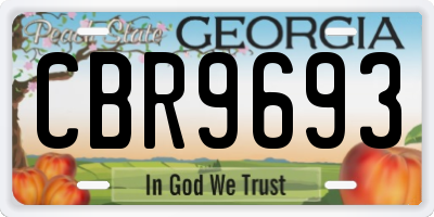 GA license plate CBR9693