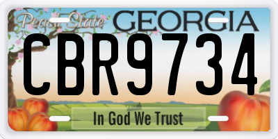 GA license plate CBR9734