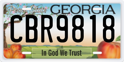 GA license plate CBR9818