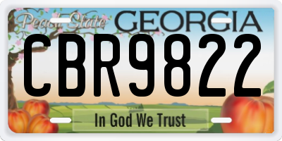 GA license plate CBR9822